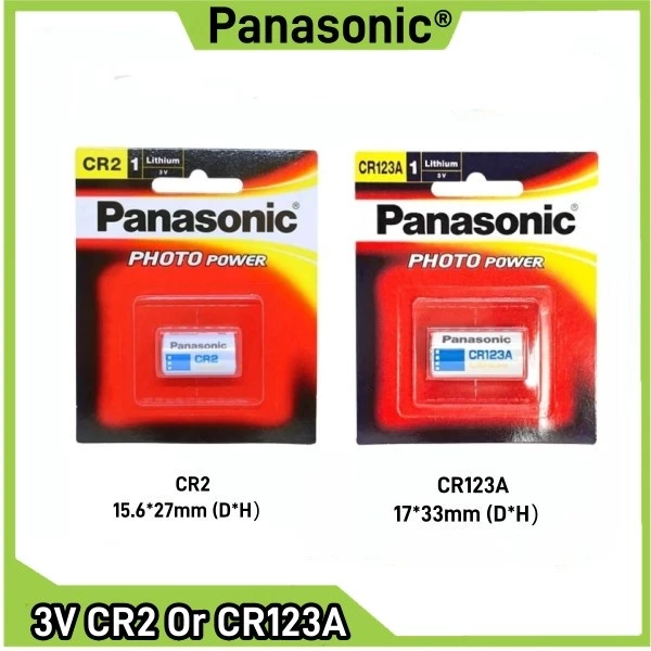 Panasonic CR123A/CR2 แบตเตอรี่ลิเธียม 3V สําหรับไฟฉาย/กล้อง