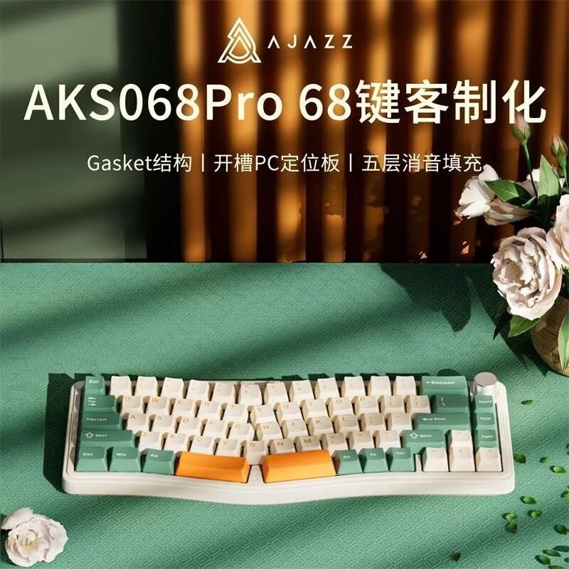 [Black Jue] aks068pro คีย์บอร์ดเครื่องกลตามหลักสรีรศาสตร์สามโหมดไร้สายบลูทูธคอมพิวเตอร์สํานักงานการป