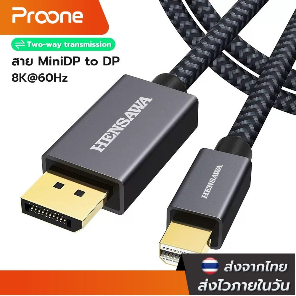 Proone Shop สาย Mini DP to DP 1.4 รองรับ 8K 60Hz Cable Mini Displayport Thunderbolt2 to Displayport ความยาว 2เมตร