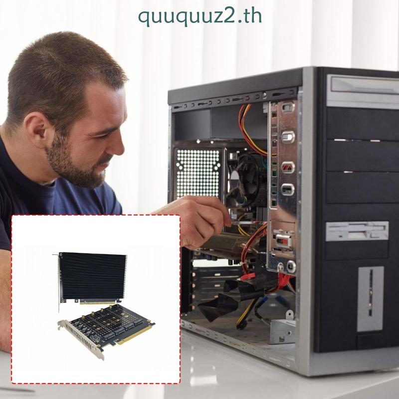 Quu การ์ดขยาย PCIe X16 อันทรงพลัง 4 Bay M 2 สําหรับระบบการเล่นเกม PC และ