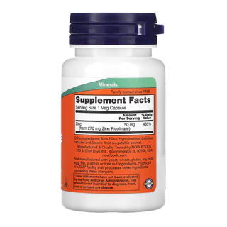 [พร้อมจัดส่ง] NOW FOODS Zin c Picolinate 50 Mg 60/ 120 Veggie Capsules