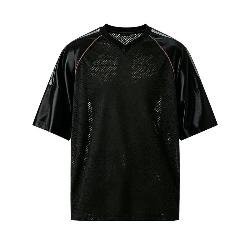 EERSHENSHI เสื้อยืดตาข่ายระบายอากาศสําหรับผู้ชาย American Mesh Breathable V คอแฟชั่นเสื้อยืด
