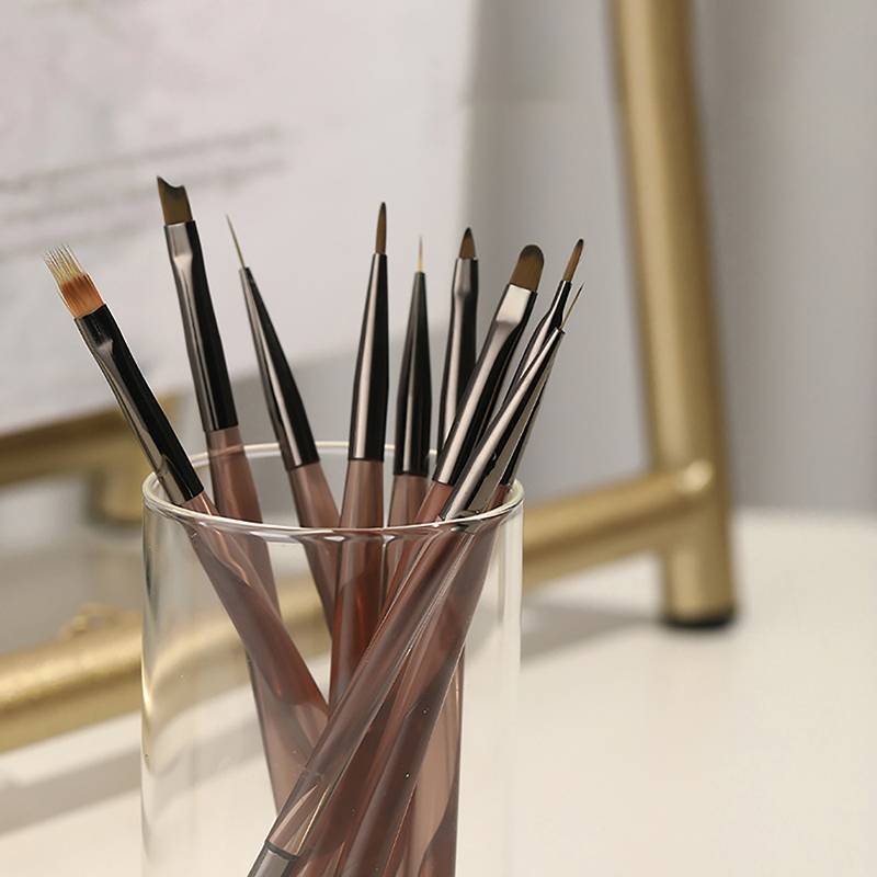 [Kpt-t] 9 ชิ้น French Stripe Nail Art Liner Brush Set 3D Tips Line Stripes DIY Drawing Pen UV Gel Br