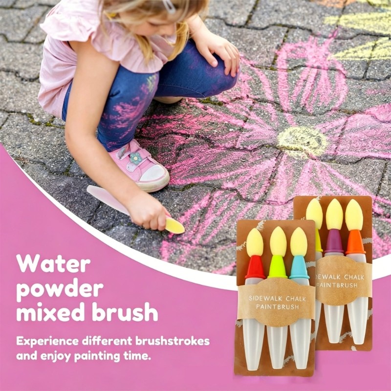 Mojito แพ็ค 3 Sidewalk Chalk แปรงทาสีล้างทําความสะอาดได้ Liquid สําหรับทําความสะอาดง่าย Vibrant Art 
