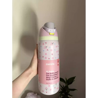Owala FreeSip 24 oz & 32 oz Triple-Layer 304 ขวดน้ําฉนวนสูญญากาศสแตนเลส, Leak-Proof 2-in-1 Straw & Sip Lid, BPA-Free, Large Capacity for Gym Travel Work