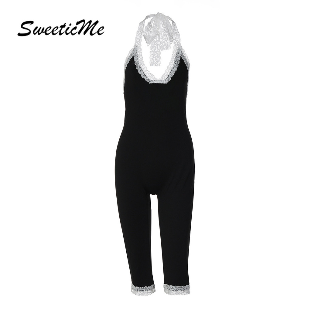 SweeticMe ผู้หญิง 2026 ใหม่แฟชั่นขอบลูกไม้เซ็กซี่เปลือย Halo Jumpsuit