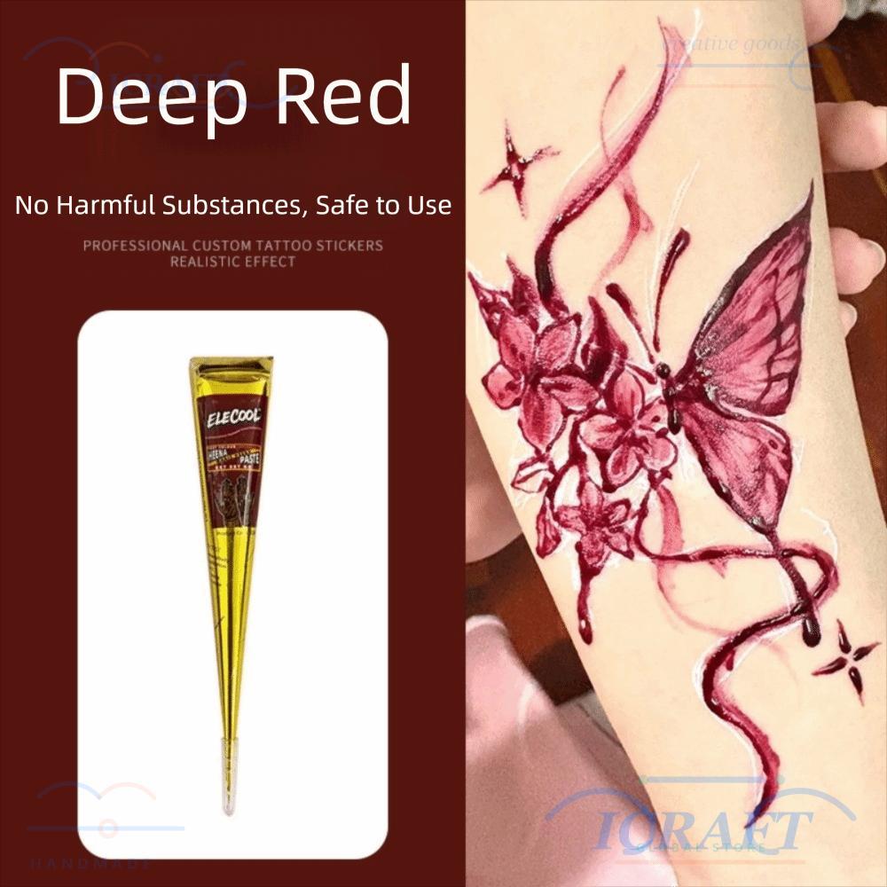 ครีมสักลายชั่วคราว เฮนน่า สีดำและสีน้ำตาล สำหรับสร้างรอยสักชั่วคราวและออกแบบง่าย