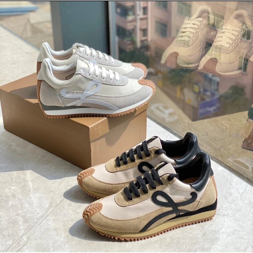 LOEWE LOEWE Flow Runner Suede Round Toe Lace-Up รองเท้าเทรนนิ่งเยอรมัน Low-Top Life Casual รองเท้าผู