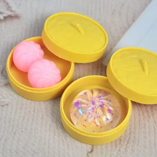 JSJJINGP Squishy คริสตัล Bun,นุ่มน่ารักอาหารรูปร่าง Mini เกี๊ยว Squishy, Venting Office พร้อม Steamer Squeezable Pinch Fidget Sensory ของเล่นเด็กของขวัญ