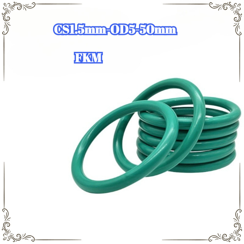 [LMF] FKM แหวนซีลยาง (CS1.5mm-OD5-50mm) แหวนซีลยางสีเขียวฟลูออรีน O-Ring แหวนซีลทนน้ํามัน O-Ring
