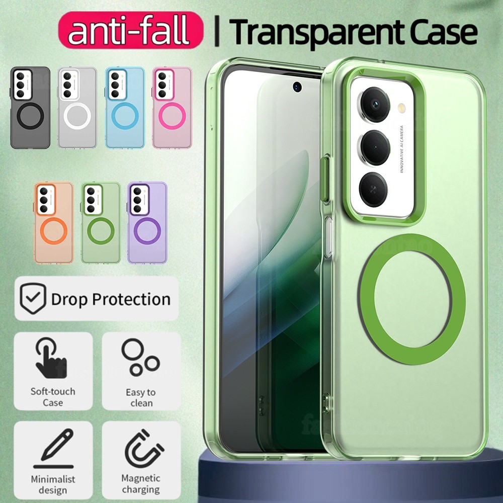 สําหรับ PocoM8S Splicing สีสําหรับ Xiaomi Poco M8 S Pro M8S M 8 PocoM8 S PocoM8Pro 2026 TPU กันชนอะคริลิคเคสโทรศัพท์แม่เหล็กชาร์จไร้สายเกราะกันกระแทกปกหลัง
