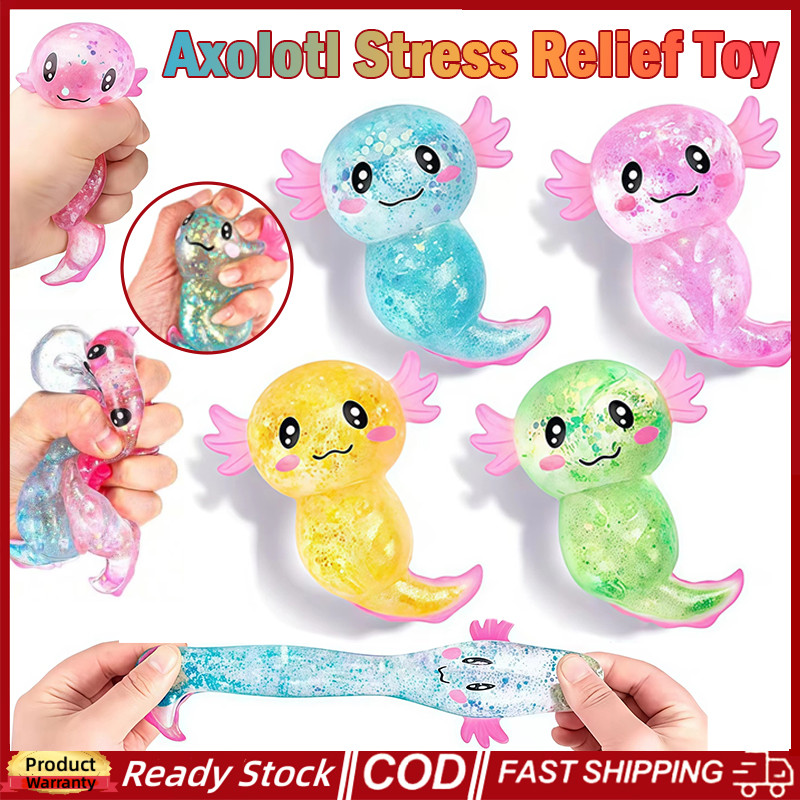 4PCS Needoh ใหม่ Glitter Axolotl ความเครียดบรรเทา Ball นุ่มช้า Rising Deformable Squeeze Squishy Fidget Sensory ของเล่น