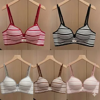B410-บราไร้โครงลายริ้วผ้าร่อง สัมผัสนุ่ม ยืดหยุ่นสูง ใส่สบายเหมือนไม่ได้ใส่