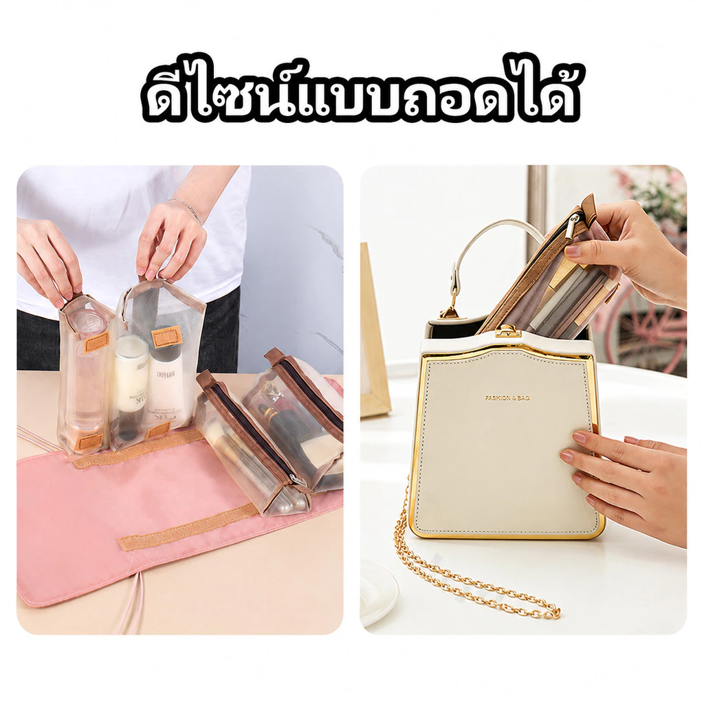 กระเป๋าแต่งหน้า 4 ใน 1 แบบถอดประกอบแยกชิ้นได้ thumbnail 5