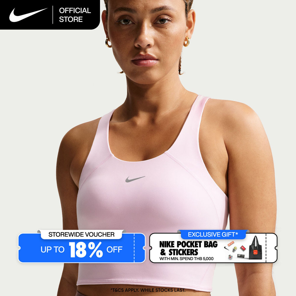 Nike Women's Tempo Medium-Support Cropped Sports Bra Tank - Pink Foam [II0421-663]