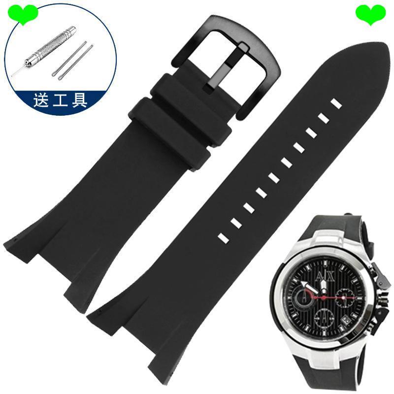 สายนาฬิกา ปรับให้เข้ากับ Armani Armani AX1803/AX1802/AX1050 Series ชาย Notch สายนาฬิกาซิลิโคนกันน้ํา