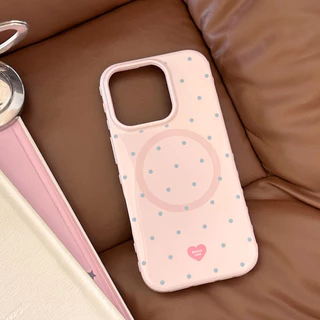 Magnetic Contrast Color Simple Polka Dot iphone เคสโทรศัพท์เหมาะสําหรับ iphone17/16/15/14/13/12 promax เคสป้องกัน