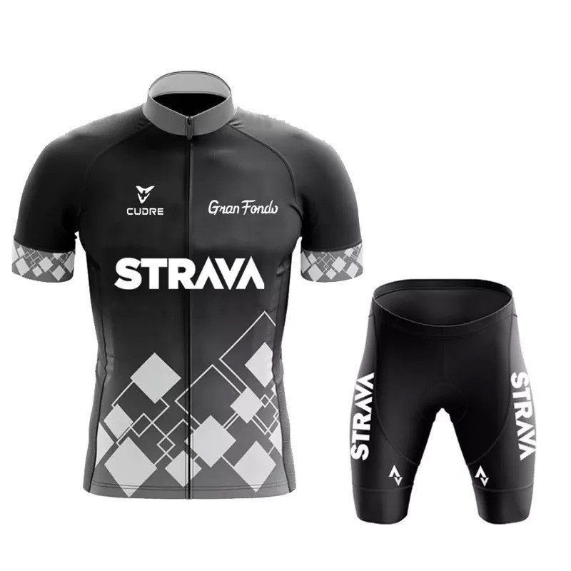 ขี่จักรยาน Jersey ชุด Bib กางเกงขาสั้นแขนสั้น Maillot Ciclismo Hombre สีดํา สําหรับ MTB