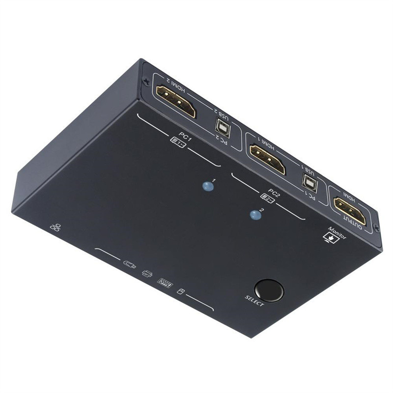 4K KVM Switch 2-Port Box,USB HDMI-Compatible KVM Switch สําหรับคอมพิวเตอร์ 2 ตัว