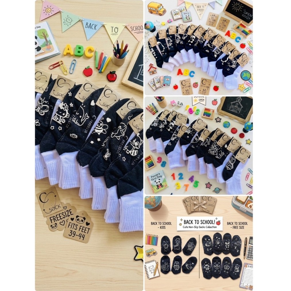 ถุงเท้านักเรียนกันลื่น แพ็ค 12 คู่ และ 6 คู่    พื้นเทาเนื้อนุ่ม สวมใส่สะบาย ระบายอากาศได้ดี พร้อมส่ง ร้านจัดส่งไว