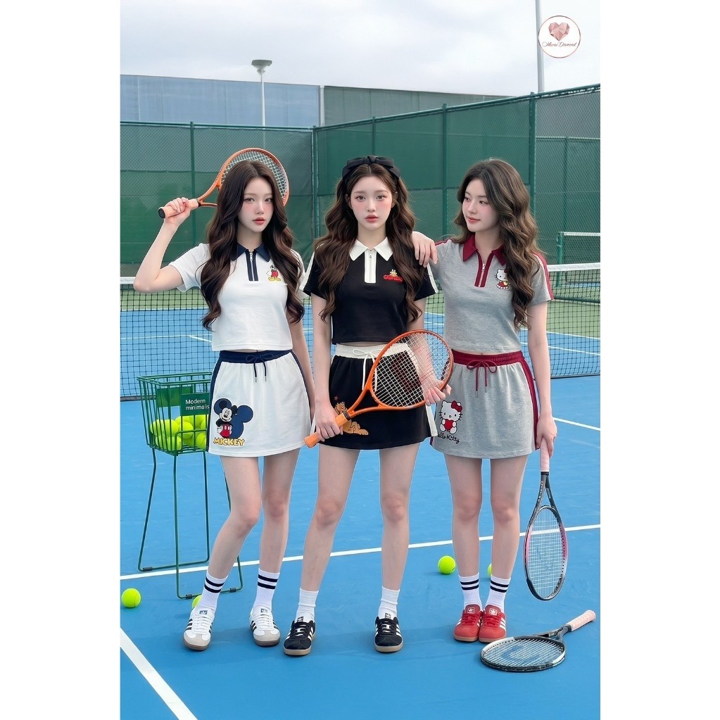 (มี3XL) มี 3 สี Teamy Girls Set เซ็ต 2 ชิ้น ผ้าวอร์มนาโนเนื้อนิ่ม เสื้อซิปหน้าปกเชิ้ต + กระโปรงสั้น มีซับใน