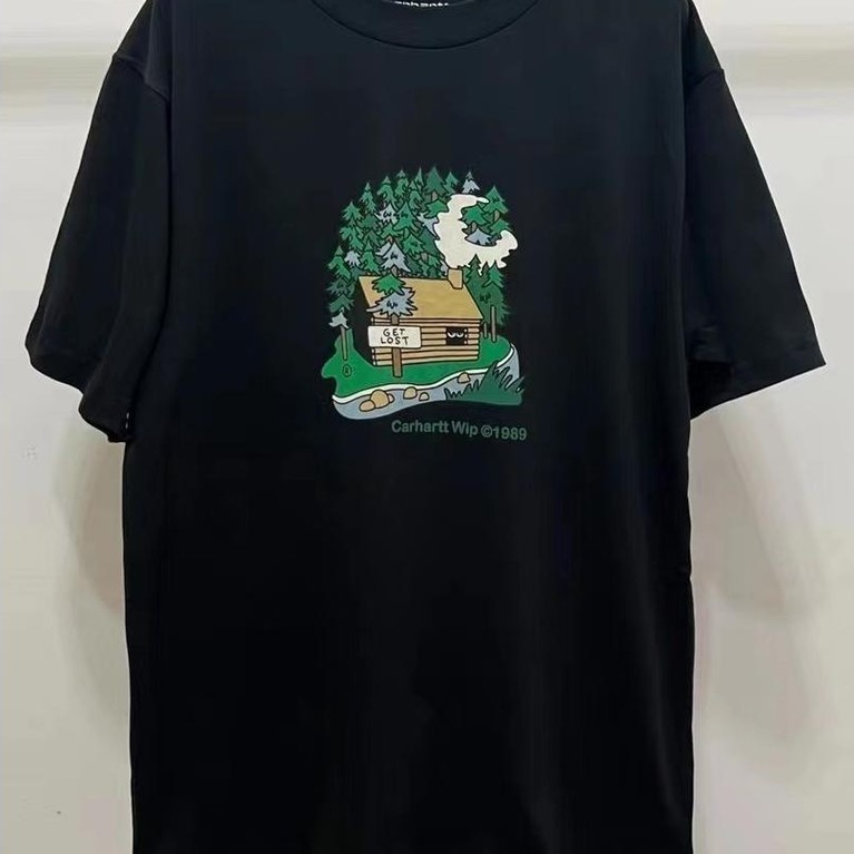Baju TShirt Lelaki ยี่ห้อ CARHHARTT WIP คอลูกเรือพิมพ์แขนสั้นใหม่ Cabin TShirt casual ktt