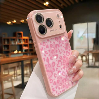 ใหม่สไตล์Glitter Leopardซิลิโคนขนาดใหญ่หน้าต่างเคสโทรศัพท์สําหรับiPhone 17 16 15 14 13 12 Pro Max | ซิลิโคนปกอ่อน + TPU กันกระแทก