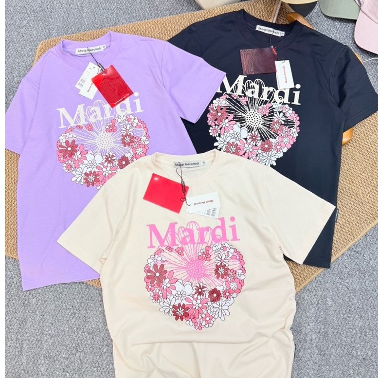 พร้อมส่ง เสื้อ Ma_rdi T-Shirt Flowermar_di Jardin เสื้อยืดมาดี้ เสื้อยืดเกาหลี สกรีนลายดอกไม้ ผ้าคอต