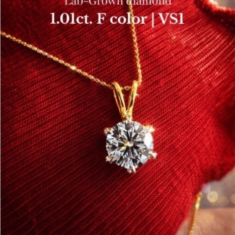 Pendant with Chain, 1.01ct. น้ำ98 VS1 รับรองจาก IGI ตัวเรือนทอง9K สร้อยคอทอง9k / Lab grown diamond
