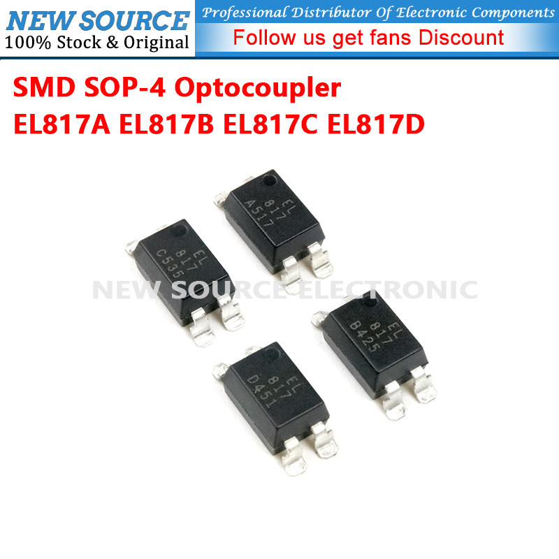 (10 ชิ้น) EL817A EL817B EL817C EL817D SOP4 SMD ทรานซิสเตอร์ Optocoupler