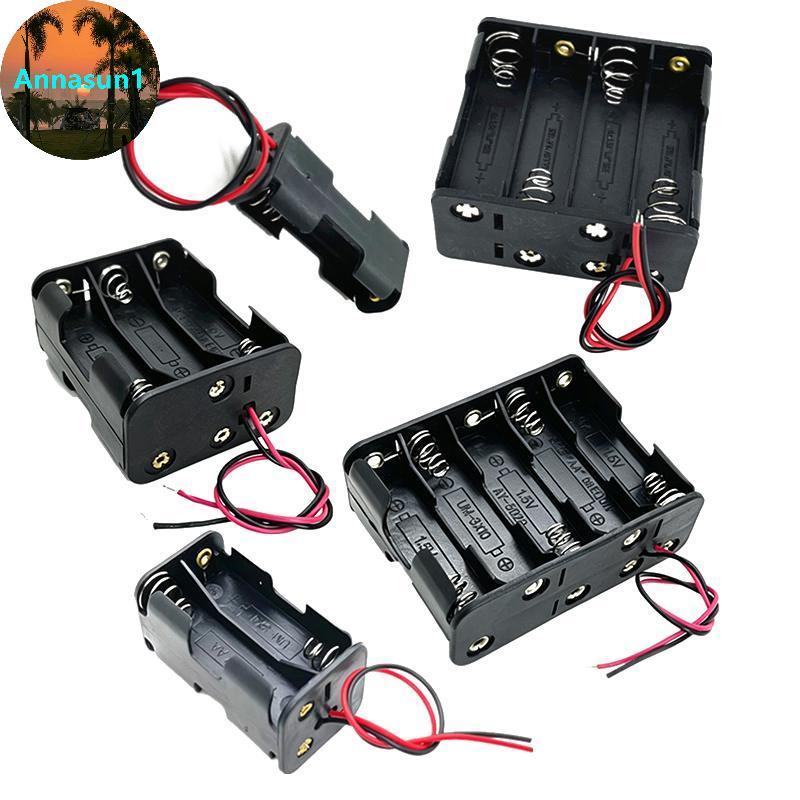 Annasun AA แบตเตอรี่กล่องแบตเตอรี่ AA 1/2/3/4 ช่องผู้ถือแบตเตอรี่ AA 14500 AA กล่องเก็บ DIY พร้อมการ