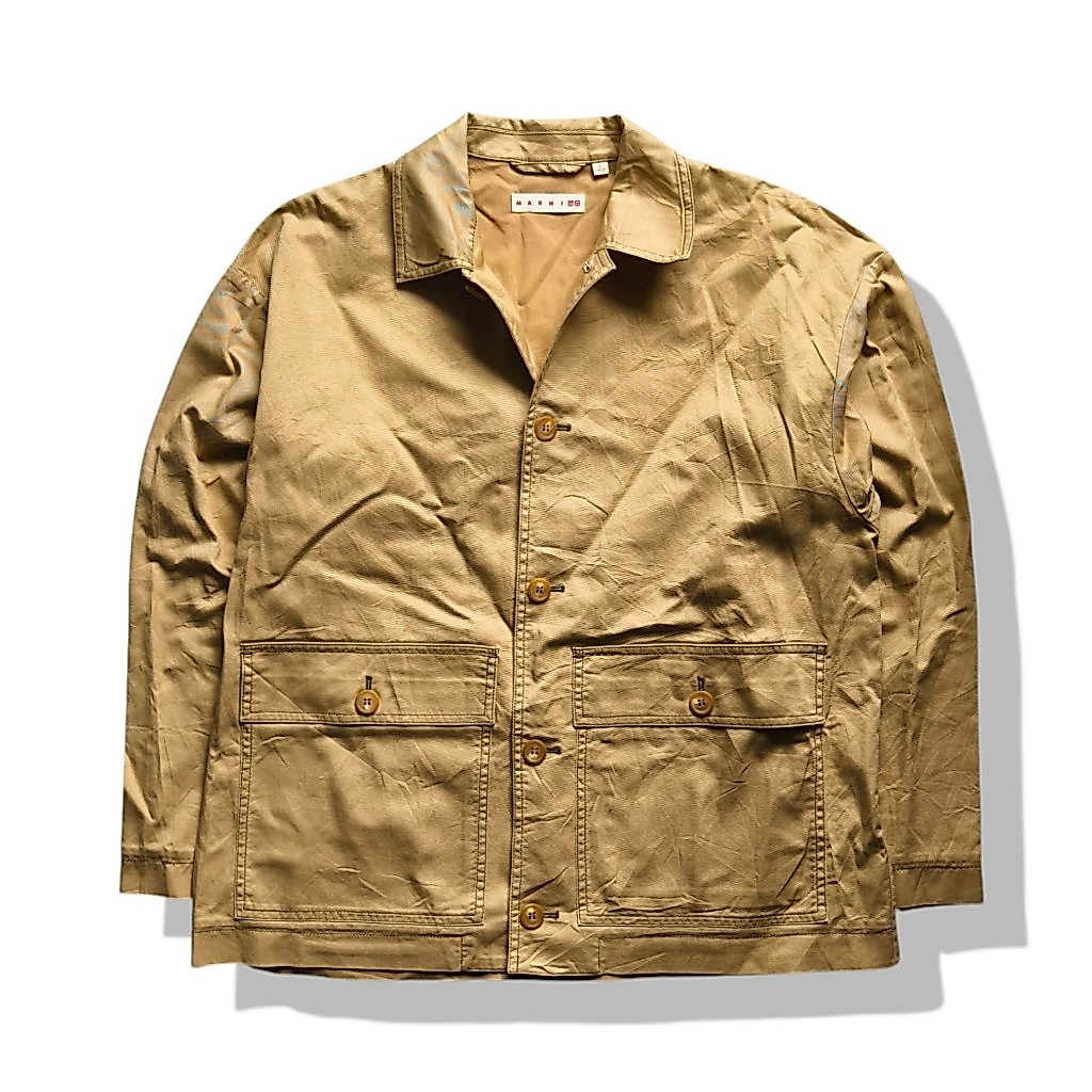 Uniqlo x Marni Collaboration Brown Oversized Utility Jacket(XXL01) มือสอง รอบอก 54”