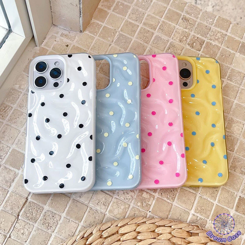 เคสไอโฟน11 เต็มหน้าจอน่ารักจุดสีสันอ่อน สำหรับ IPhone 11 17 air 15 16 13 14 12 Pro Max 13 15 16 Pro 16 15 14 Plus