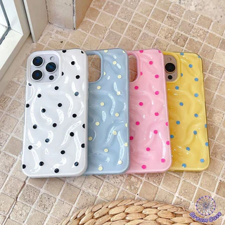 เคสไอโฟน11 เต็มหน้าจอน่ารักจุดสีสันอ่อน สำหรับ IPhone 11 17 air 15 16 13 14 12 Pro Max 13 15 16 Pro 16 15 14 Plus