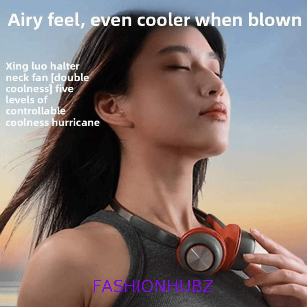 FASHIONHUBZ พัดลมคล้องคอ พัดลม USB แบบพกพาแบบไม่มีใบพัด ชาร์จ USB ไร้ใบ แขวน Air Cooler สายคล้องคอ