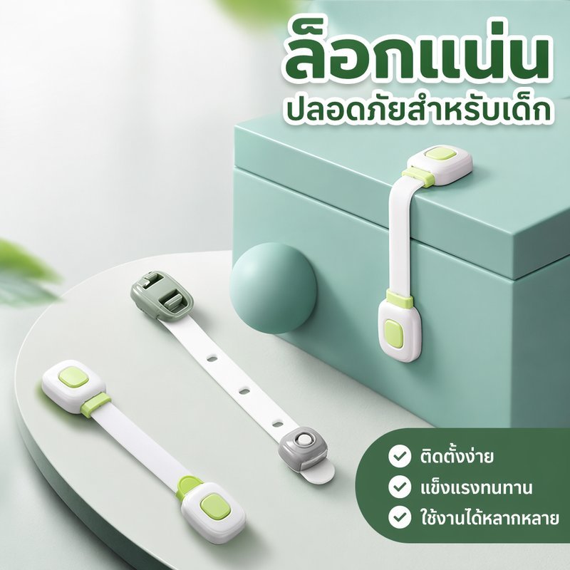 ตัวล็อคตู้เย็น ล็อคนิรภัยเด็ก ล็อคตู้ ล็อคลิ้นชัก กันหนีบ ป้องกันเด็กเปิดตู้ กาวแน่น ใช้งานง่าย