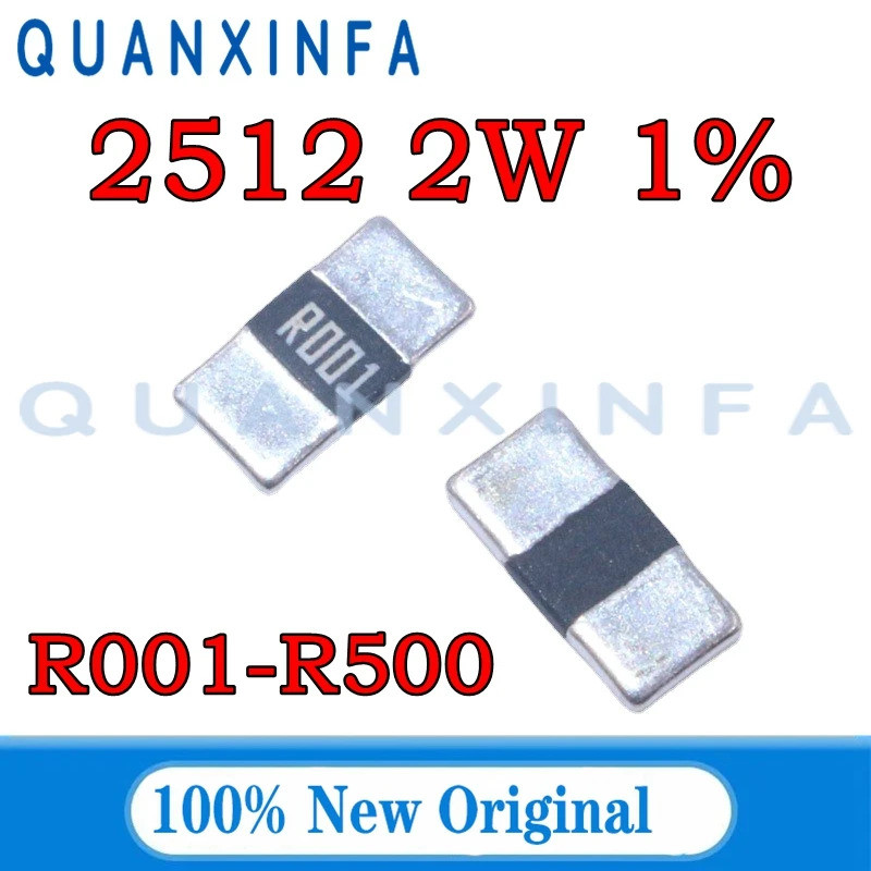 50PCS 2512 1% SMD 2W Alloy Resistor Resistance R001 R002 R005 R008 R010 R040 R050 R060 R070 R100 R12