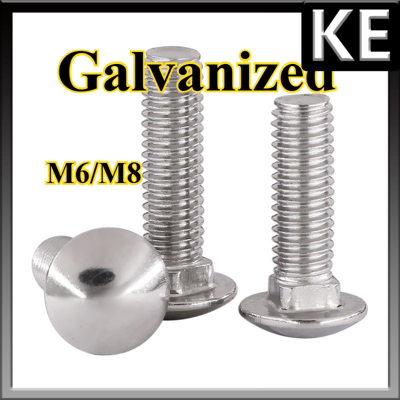 น็อต หัวกลม คอเหลี่ยมชุบสังกะสี เกลียวมิล สกรู น็อต / Cup Head Square Neck Bolt Galvanizing   M6/M8 