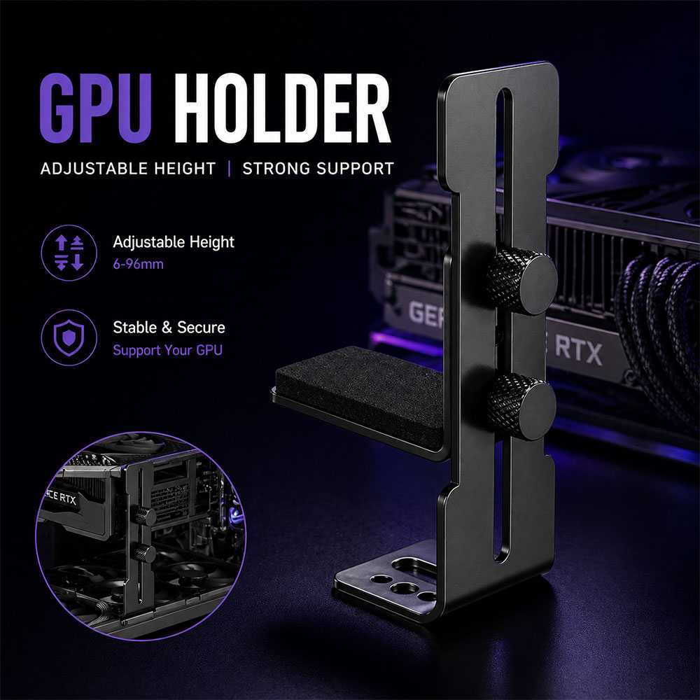GPU VGA Graphic Card Holder Anti-Sag Adjustable Metal Bracket, VGA Card PC Support Pole สกรูหมุนอลูม