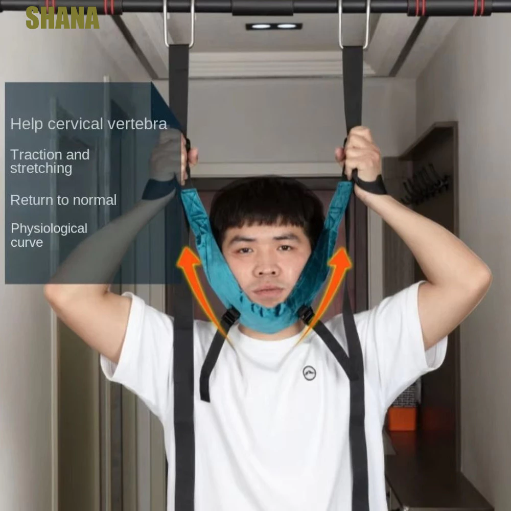 ชานา แขวนคอยืด,ติดตั้ง-ฟรีปรับปากมดลูกคอฉุดเข็มขัด,มัลติฟังก์ชั่นุ่มที่แข็งแกร่งแบริ่งความจุระบายอากาศนวดคอสําหรับการฝึกคอ