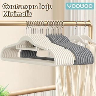 YooWoo  Gantungan Baju Hanger Plastik 1pcs/ Plastic Hanger Pakaian Laundry Anti Slip Warna / Cloth Hanger