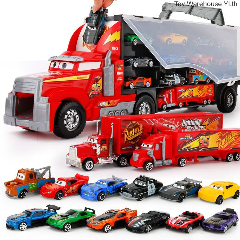 รถ Story Racing ลุง McQueen รถบรรทุกตู้คอนเทนเนอร์เด็กของเล่นรถจําลอง Lightning McQueen ของเล่นเด็ก