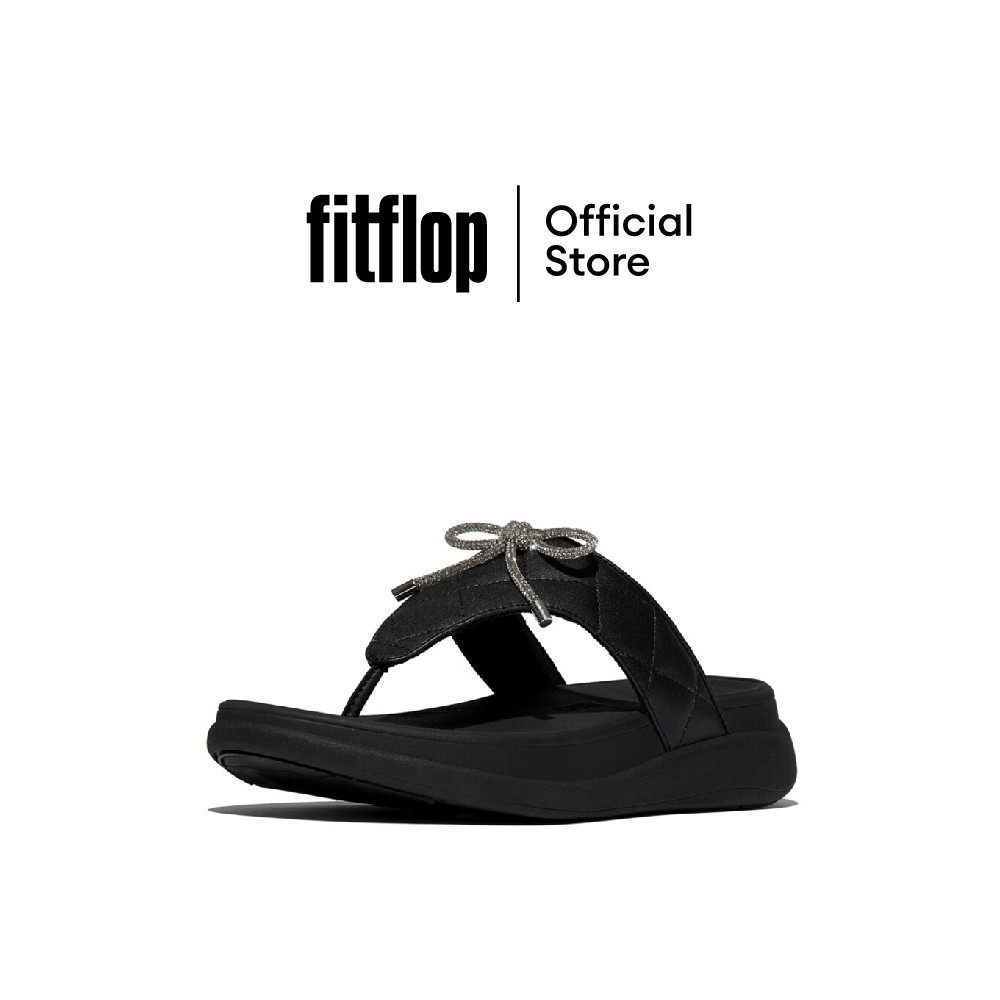 FITFLOP F-MODE GO CRYSTAL-BOW QUILTED รองเท้าแตะแบบหูหนีบผู้หญิง รุ่น E1N-090 สี BLACK