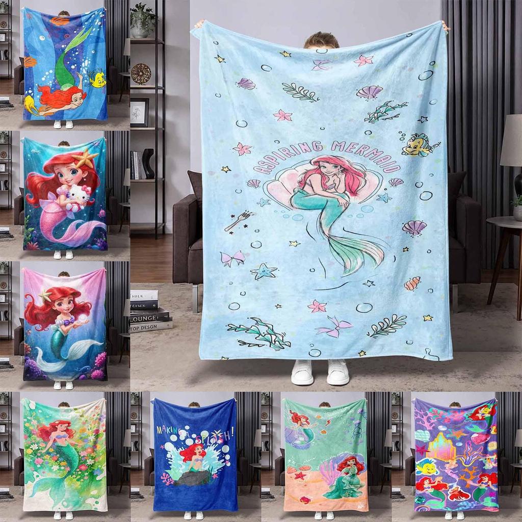 Little Mermaid Ocean Fish ผ้าห่มเด็ก Travel Office Nap Flannel Soft Light โยนบางเครื่องปรับอากาศโรงเรียนอนุบาล