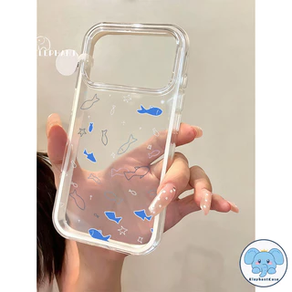 สำหรับ IPhone 16 14 15 Plus 17 15 Air 16 11 13 XR 12 14 Pro Max 17 16 13 Pro เคสใสเปลี่ยนสี 2in1 ปลาน้ำเงิน กันกระแทก
