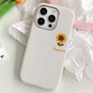 เคสไอโฟน 17 ดอกทานตะวันน่ารัก เนื้อหนังที่มีลายเนื้ออ่อนนุ่ม For IPhone 17 16 13 15 11 14 12 Pro Max 7 8 Plus XR X เคส