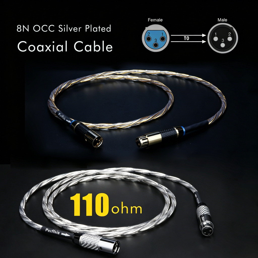 AES/EBU Coaxial Digital Cable 110ohm 8n OCC Silver Plated Hifi XLR Cable คาร์บอนไฟเบอร์ Xlr Connector Plug Audio Balanced Wi