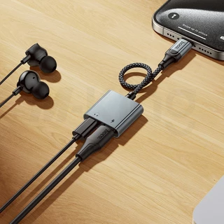 ตัวแปลงสัญญาณเสียง HOCO UPA34/UPA34A 2in1 Type-C เป็น Type-C/Jack 3.5mm AUX ยาว 15 ซม.