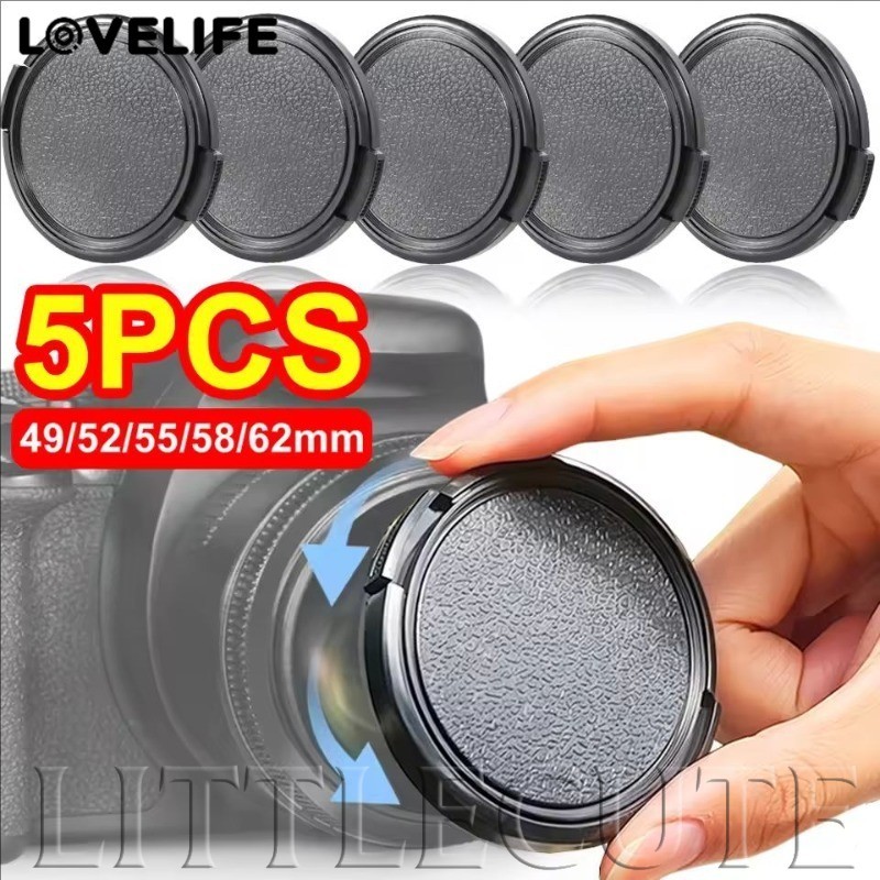 [AUTO&3C] 1/3/5PCS ฝาปิดเลนส์กล้อง 49/52/55/58/62 มม. ป้องกันรอยขีดข่วนตัวป้องกันเลนส์ด้านหน้าฝาครอบกันฝุ่นสําหรับกล้องส่วนใหญ่ /ราคาดี