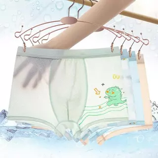 กางเกงในบ๊อกเซอร์เด็กชาย ลายการ์ตูนดีไซน์น่ารัก ผ้าไหมน้ำแข็ง นุ่มลื่น เย็นสบาย ลายไดโนเสาร์สุดเท่ เซ็ต 4 ตัว